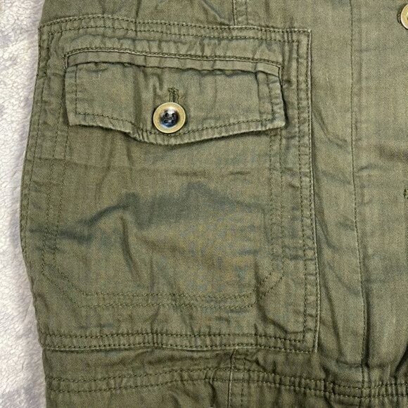 Caslon Button Front Utility Shacket Army Green with Flap Pockets Collared Sz S - Picture 8 of 12